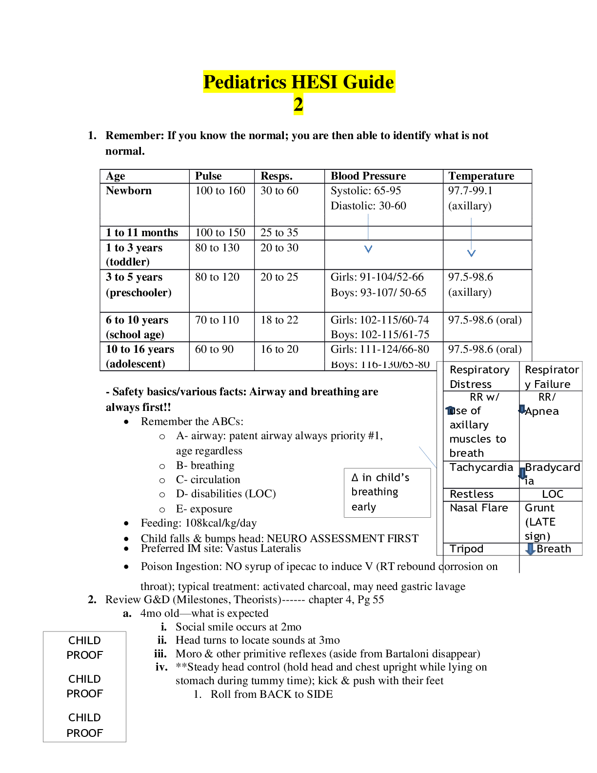 Preview image of Pediatrics HESI Guide 2 document